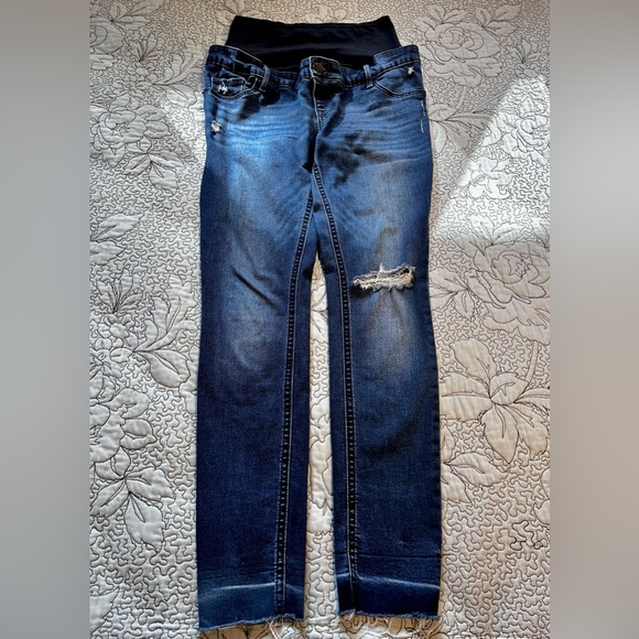LOT OF 2 PAIR OF MATERNITY SKINNY DISTRESSED JEANS * Isabel * Old Navy Sz 8 - Picture 2 of 12